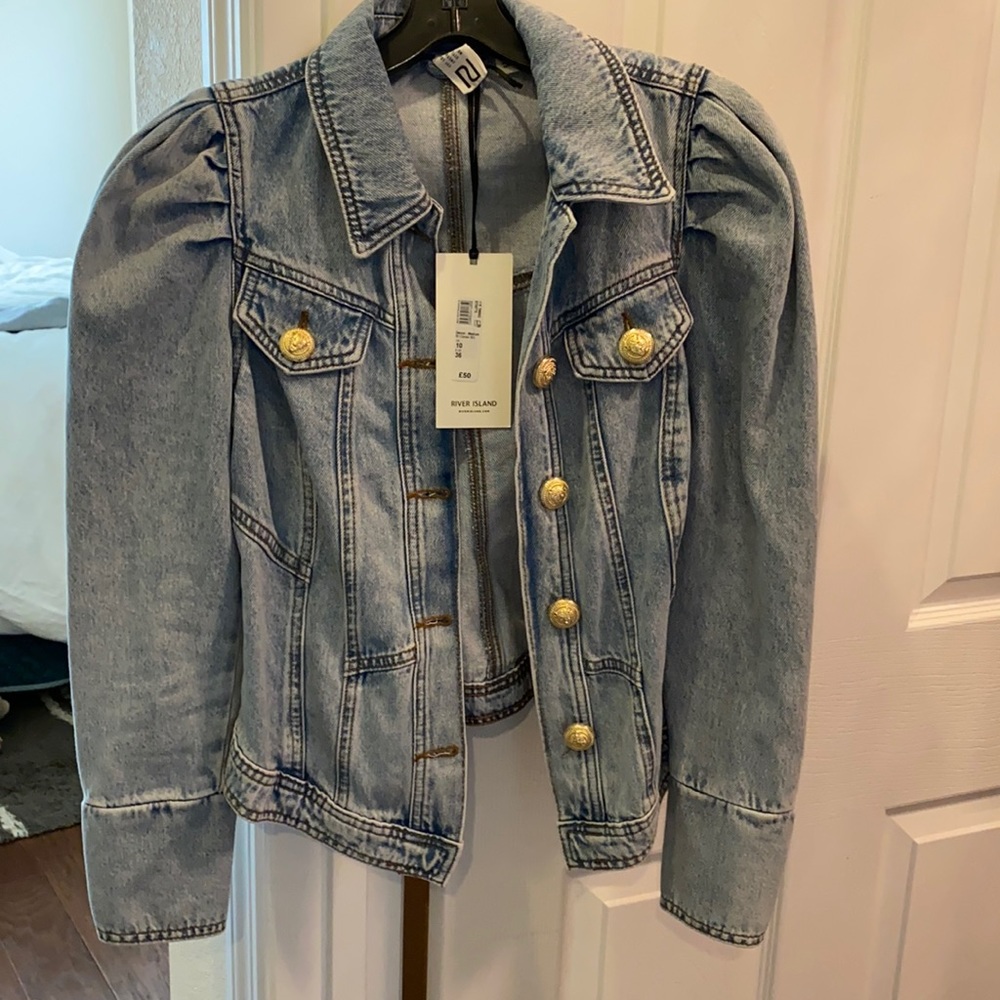 Puff sleeve jean jacket